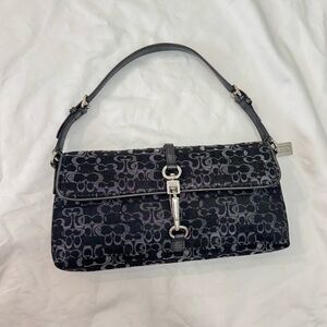Coach Y2K Black Silver Optic Hamptons Soft Clip East West Shoulder Bag